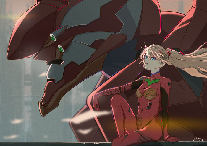Asuka Langley Soryu and EVA Unit 02 from Neon Genesis Evangelion