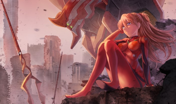 Asuka Langley Soryu from Neon Genesis Evangelion with EVA Unit 02