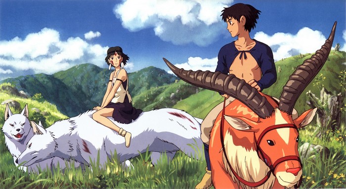 San and Ashitaka from Princess Mononoke on animals