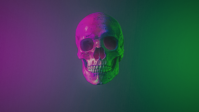 Skull with Pink and Green Lighting