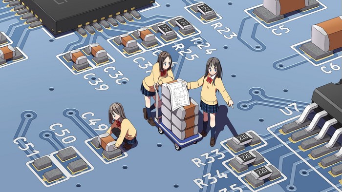 4K Anime Girls on Circuit Board
