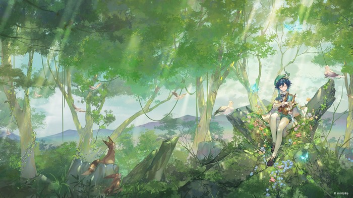Venti from Genshin Impact in a forest