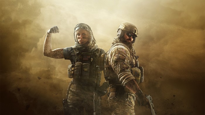Two soldiers from Tom Clancy's Rainbow Six Siege