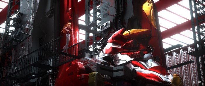 Asuka Langley Soryu and EVA Unit 02 from Neon Genesis Evangelion