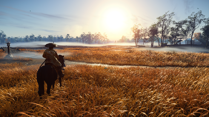 4K Ghost of Tsushima Samurai in Golden Field