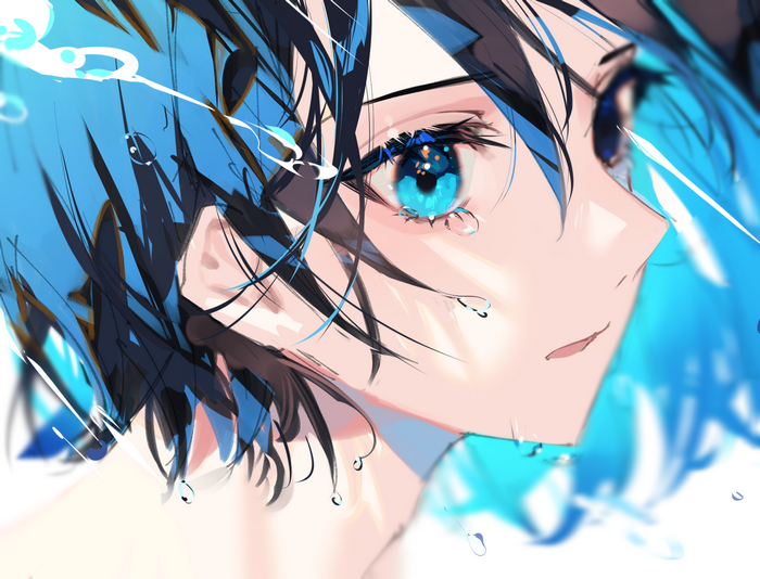 Zumizumi1254 Anime Girl with Blue Hair and Tears