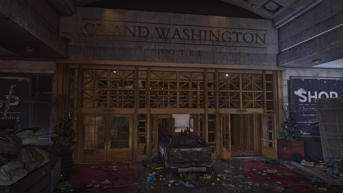 Grand Washington Hotel entrance with car