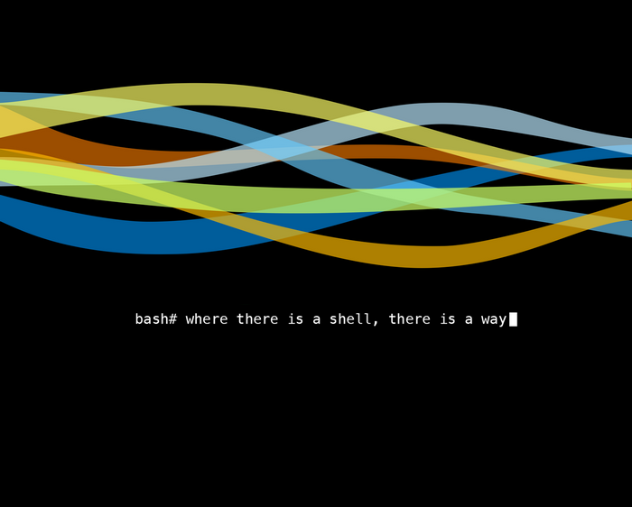 Bash command line with colorful abstract lines