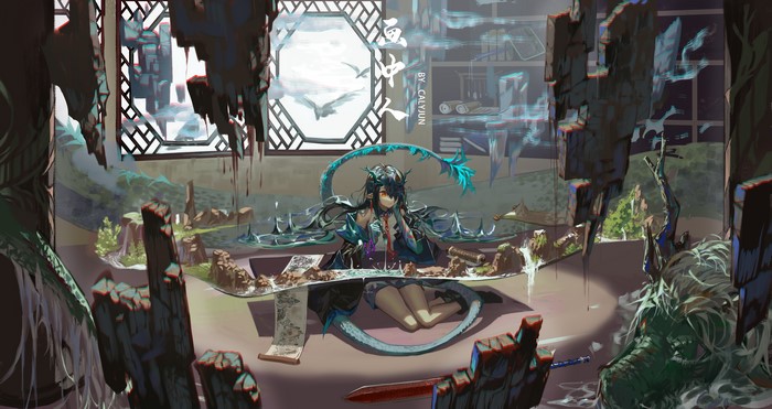 Dusk from Arknights in 4K Anime Art