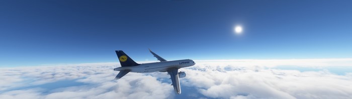 Lufthansa Airbus A320 flying above clouds