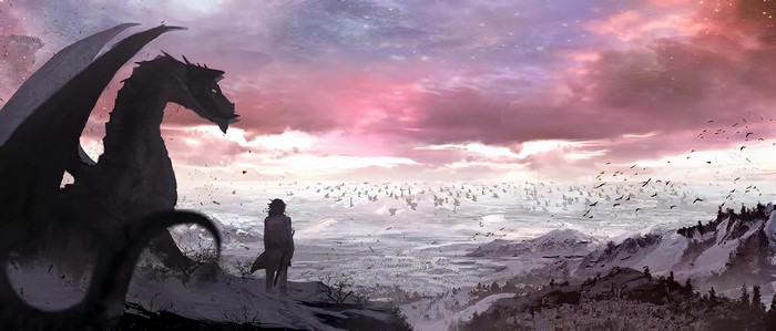 Arthur Leywin and Dragon in Fantasy Landscape