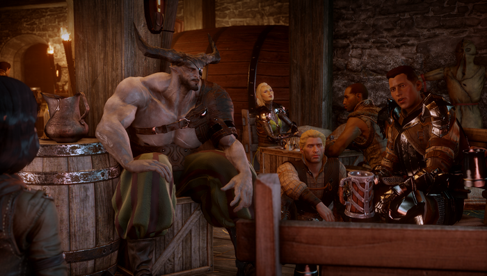 Iron Bull and companions in Dragon Age: Inquisition