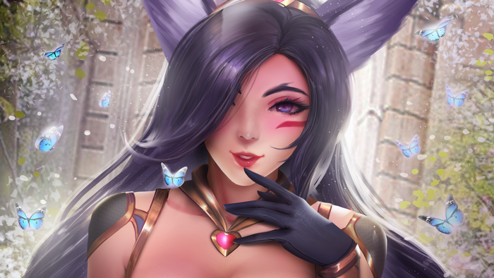 Ahri from League of Legends with butterflies