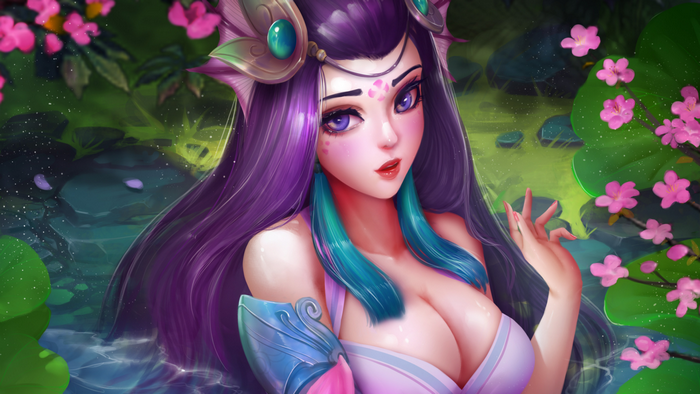 Nami from League of Legends in a pond