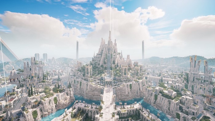 Assassin's Creed Odyssey: A majestic ancient city with white architecture