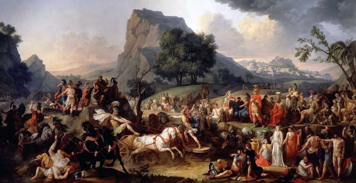 Games in honor of Patroclus during his funeral by Carle Vernet