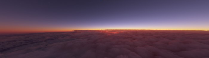 4K flight simulator clouds at sunset
