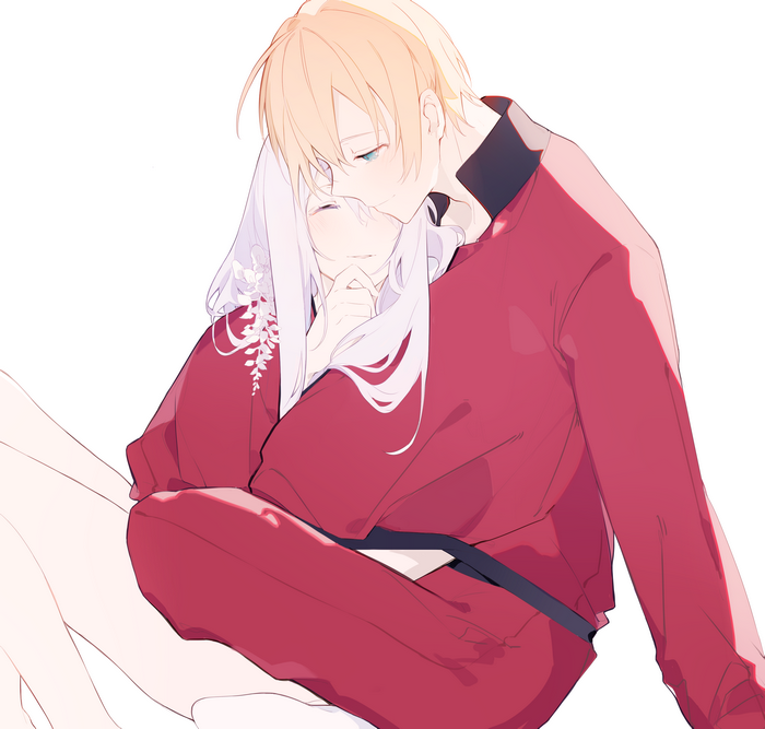 Miyuki and Touken Ranbu character embracing