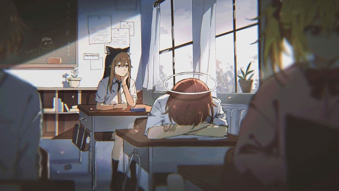 Anime girls in a classroom