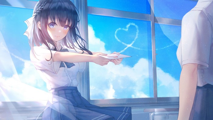 4K Anime Girl in School Uniform with Letter