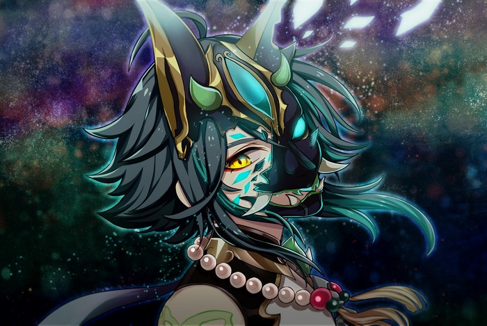 Xiao from Genshin Impact with mask