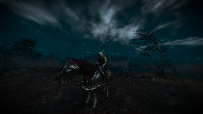 Geralt of Rivia on horseback in The Witcher 3