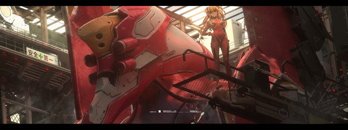 Asuka Langley Soryu from Neon Genesis Evangelion with EVA Unit 02