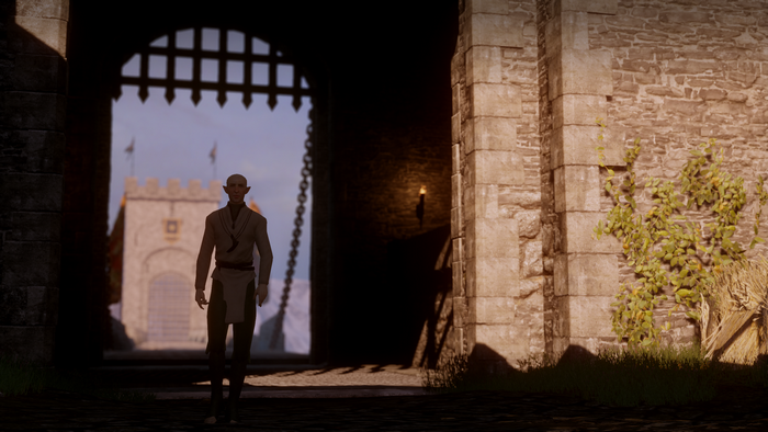 Solas from Dragon Age: Inquisition at Skyhold gates