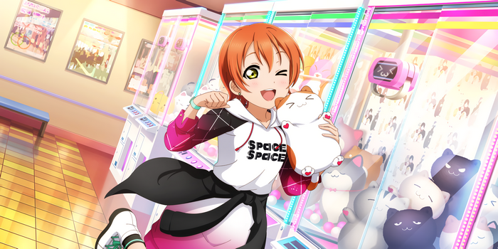 Rin Hoshizora from Love Live! Sunshine!! with plush toys