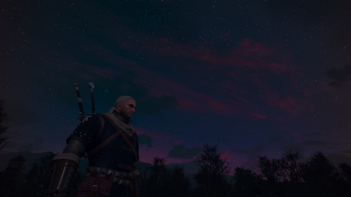 Geralt of Rivia from The Witcher 3 at night