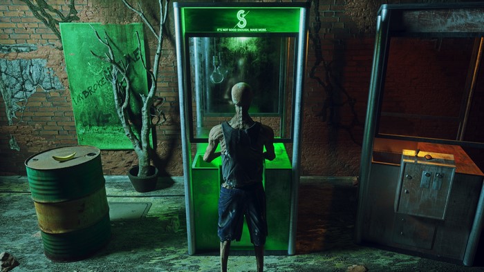 Creature playing arcade game