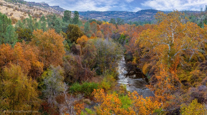 4K Fall Landscape with Stream and Mountains