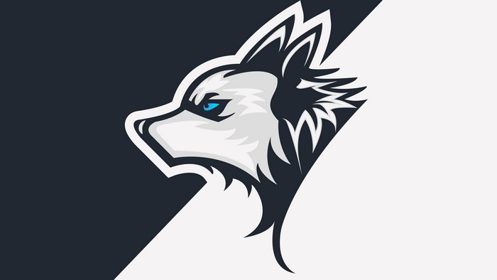 Minimalist digital art of a wolf head