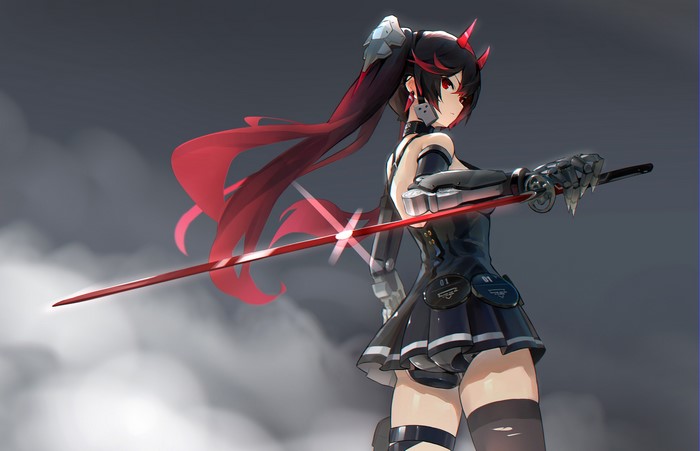 Lucia Crimson Abyss from Punishing: Gray Raven with sword