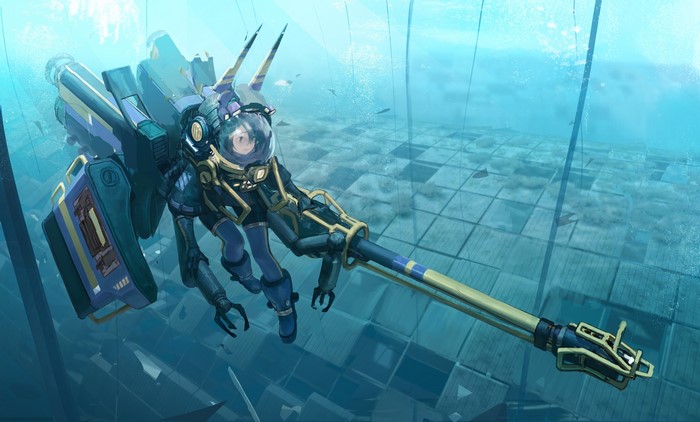Space Valkyrie underwater mech suit