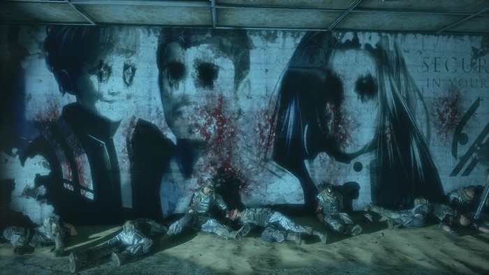 Horror graffiti with dead soldiers