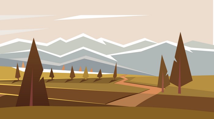 Abstract landscape with trees and mountains