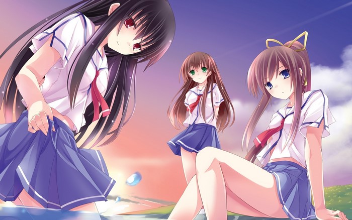 Anime girls in sailor uniforms by Mutou Kurihito