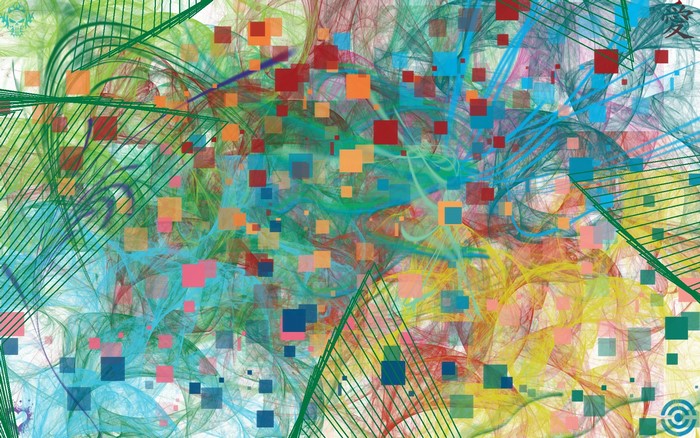 Abstract colorful fractal art with squares