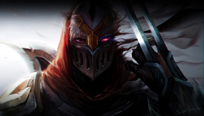 Zed from League of Legends with glowing eyes