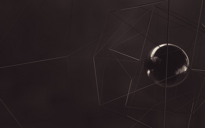 Abstract 3D geometric structure with a reflective sphere
