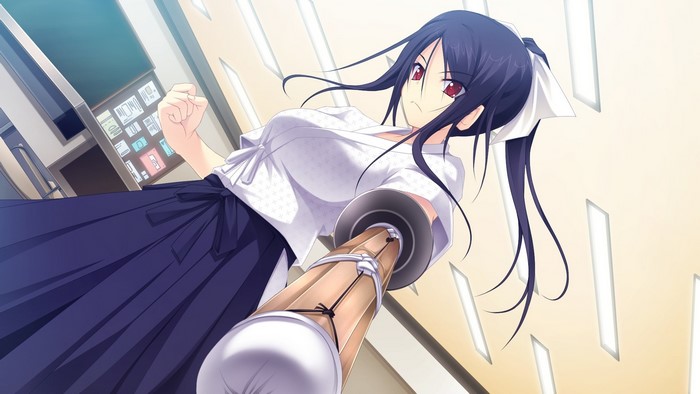 Anime girl with sword and red eyes