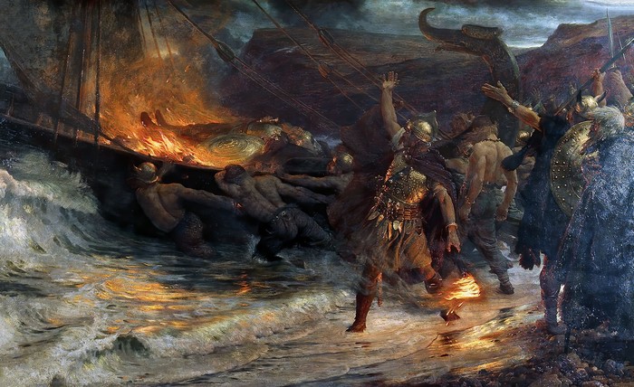 The Funeral of a Viking by Frank Bernard Dicksee