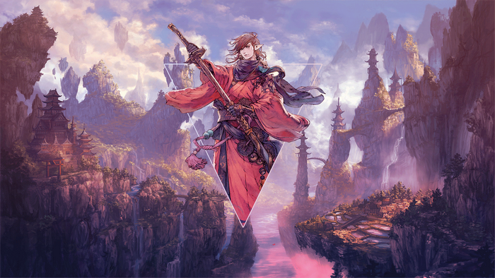 Samurai with Katana in a Fantasy Landscape
