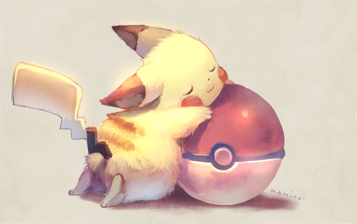 Sleeping Pikachu Hugging Pokéball