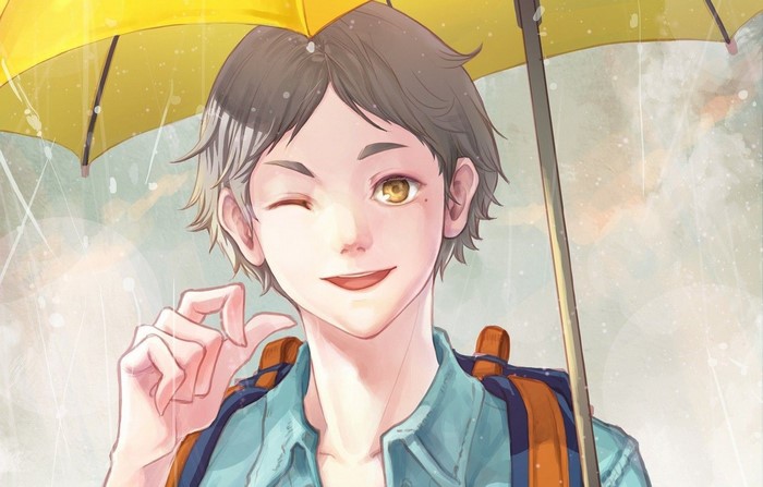 Koushi Sugawara from Haikyuu!! with umbrella