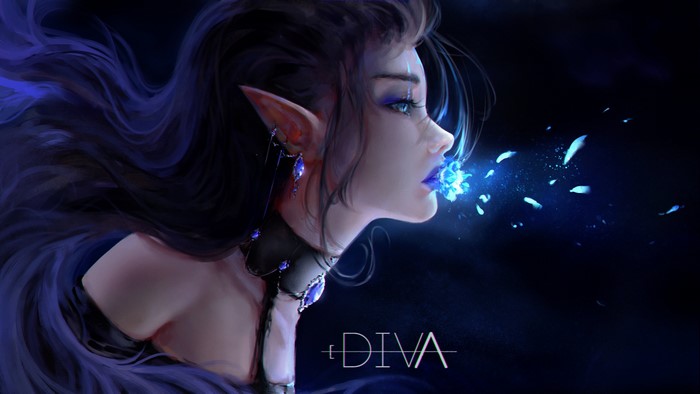 4K artwork of a fantasy elf girl named Diva