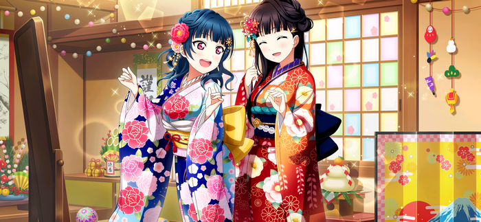 Tsushima Yoshiko and Kurosawa Dia from Love Live! Sunshine in Kimonos