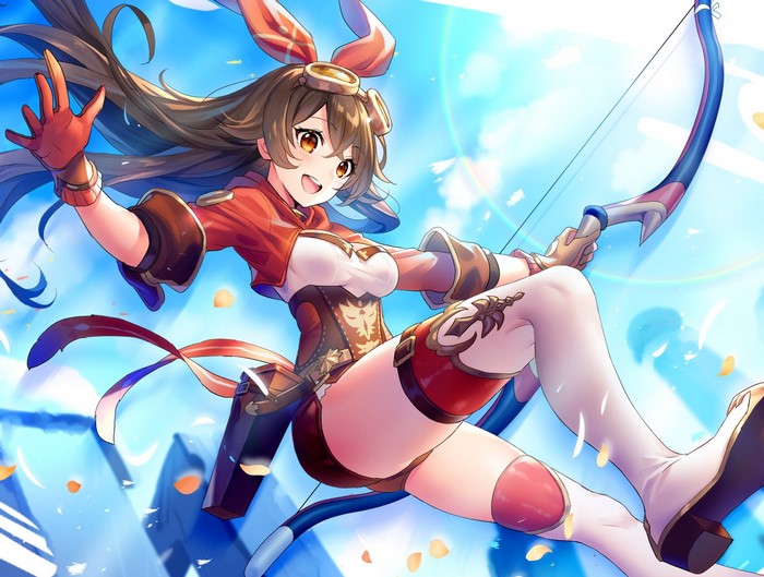 Amber from Genshin Impact with a bow