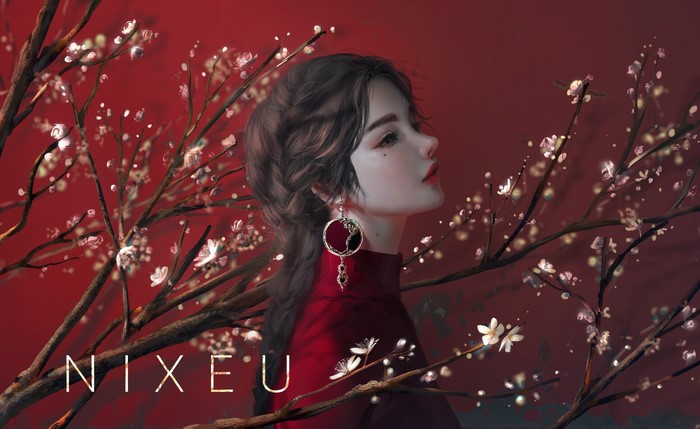 Nixeu artwork of a woman with flowers